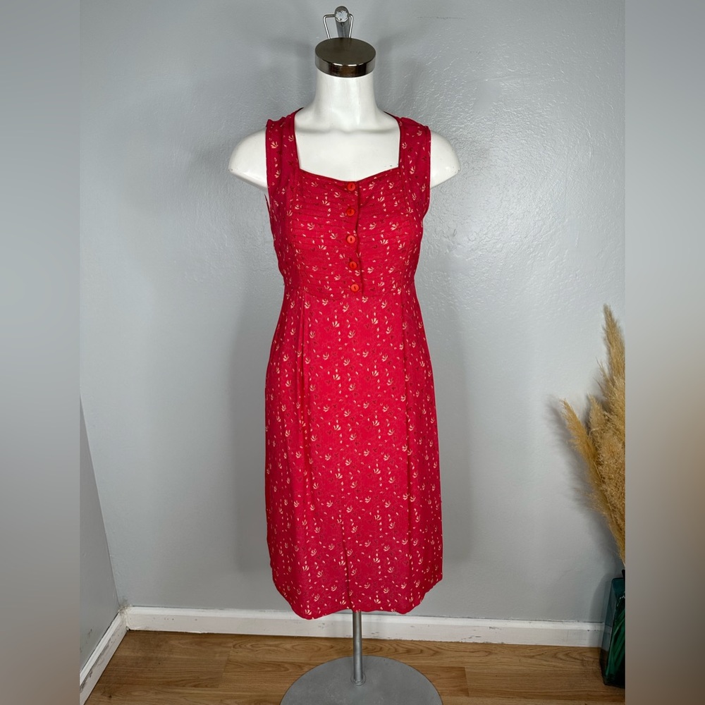 Pudding Shop Boho Rayon Sleeveless Red Dress Sz 1 Vintage